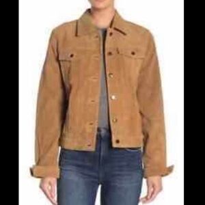 NWOT FRAME DENIM Cuffed 100% Suede Trucker Jacket Size XS
